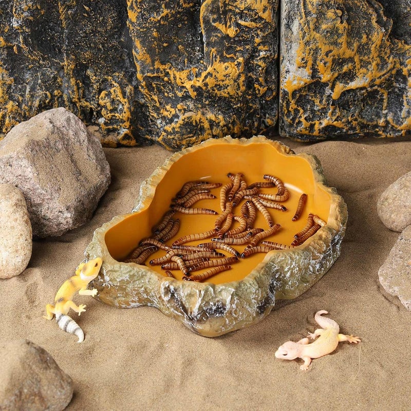 IBWell 8 Inch Reptile Food Dish Escape Proof Reptile Feeding Dish Resin Reptile Water Food Bowl for Bearded Dragon Chameleon Frog Snake Turtle Leopard Gecko - Image 3